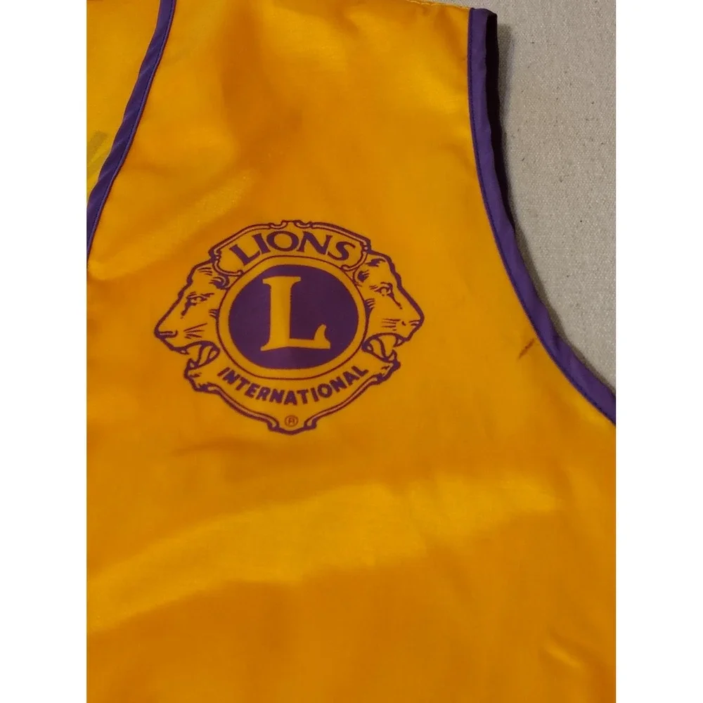 Vintage Lions Club International Vest Angleton Noon Yellow Purple Men XXL USA CC